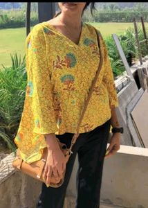 Vibrant Yellow Floral Print top