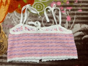 handmade Striped Knit Crop Top