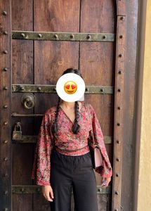 Boho Floral Wrap Top