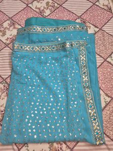 Stunning Blue Embellished Saree