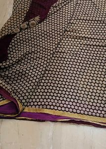 Chic Polka Dot Saree with Golden Border