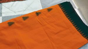 Vibrant Orange &amp; Green Saree