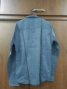 Men's Blue Textured Long Sleeve Shirt