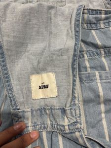 Striped Denim Pinafore Dress