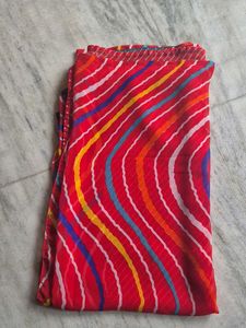 Vibrant Red Leheriya Saree