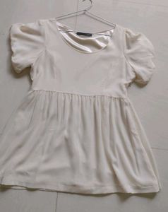Cream Puff Sleeve Babydoll Dress