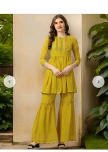 Elegant Mustard Kurta Sharara Set
