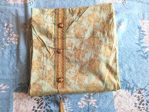 Green Silk Suit Salwar With Netted Dupatta New