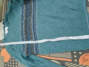 Cozy Teal Fair Isle Knit Sweater