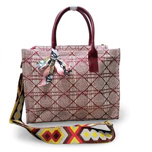 Stylish Textured Tote Bag with Scarf Accent