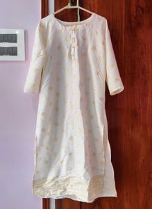 Floral Print Cream Kurta