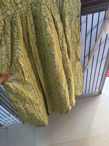 Women Olive Green Printed Cotton Maxi Dress
