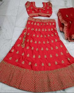 Stunning Red Embroidered Lehenga Choli