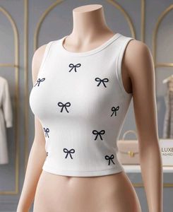 Cute Bow Detail Crop Tank Top
