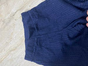 Navy Blue Knit Flare Pants
