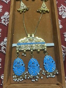 Elegant Blue &amp; Gold antique Jewelry Set