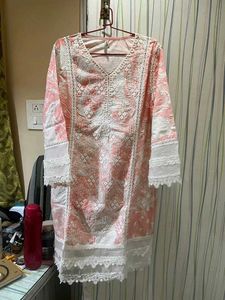 Beautiful Pink & White Printed Kurta by mulmul