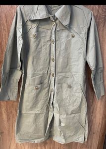 Green Button-Down Shirt Dress