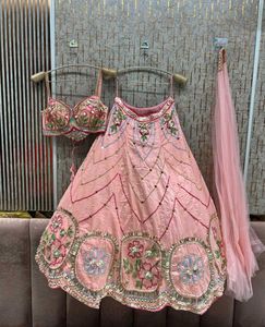Stunning Pink Embroidered Lehenga Choli
