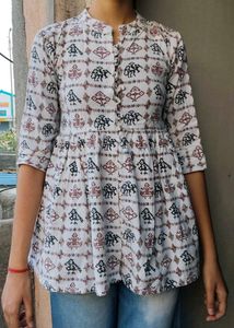 Boho Print Cotton Kurta Top