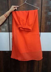 Pakistani Orange Embellished Kurta Set