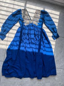 Beautiful Royal Blue Embroidered Gown
