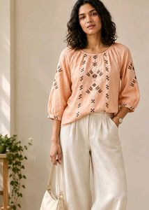 Embroidered Peachy Pink Kurta