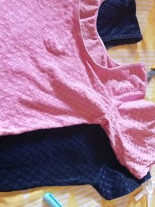 Sparkling Navy Blue +pink Blouse
