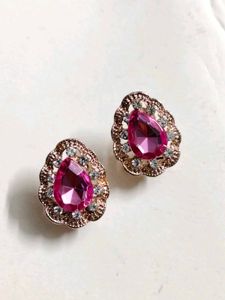 Pink Gemstone Statement Earrings