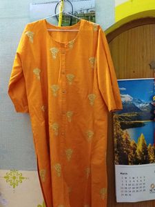Orange Embroidered Kurta