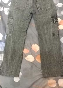 Washed Black Cargo Jeans