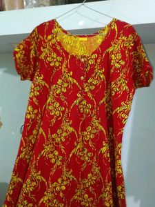 Red yellow Floral Print nighty