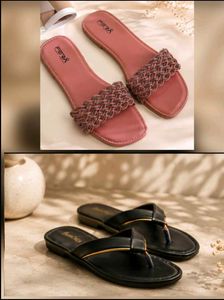 Combo of 2 Flat Sandals 🖤🩷