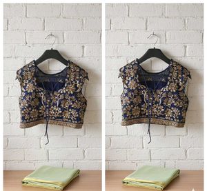 Navy Blue Embroidered Blouse