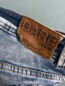 Blue Acid-Wash Straight Fit Jeans