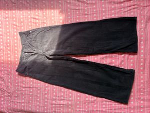 Black Corduroy Wide Leg Trousers