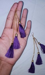 Purple Tassel Drop Earrings