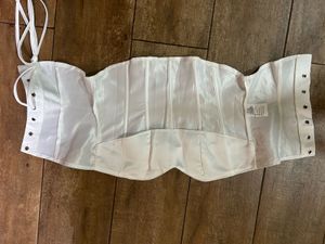 Imported White Corset Top with Pink Ribbon Bow