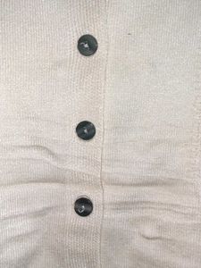 Cream Button-Up Cardigan Winter Sweater