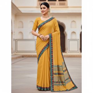 Dual tone Yellow Saree with Border