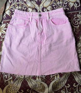 H&M Pink Denim Mini Skirt