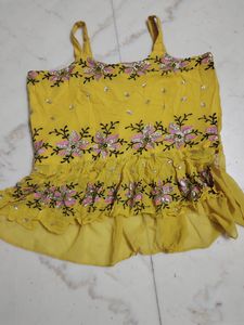 Vibrant Yellow Floral Embroidered Suit