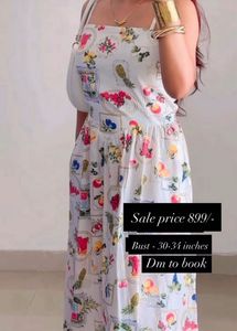 Beautiful Summer Flowy Fruit Print Maxi Dress