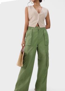 The Souled Store Green Linen Blend Cargo Pants