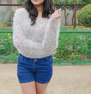 Cozy V-Neck Fuzzy Sweater