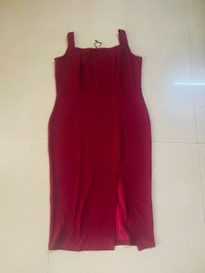Stylish Maroon Bodycon Midi Dress
