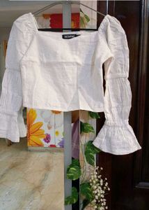 White Embroidered Crop Top price🔻