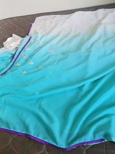 Beautiful Blue Ombre Saree with attached blouse
