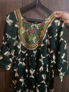 Beautifully Embroidered Green Kurta