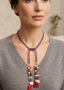 Bohemian Beaded Tie Knot Necklace